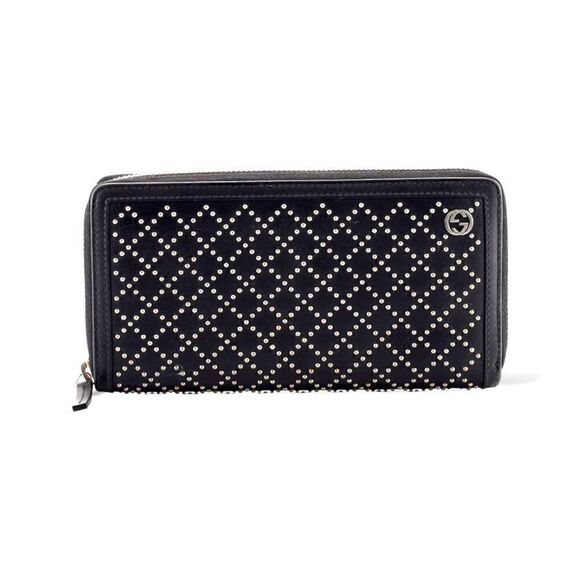 Gucci Interlocking G Zip Around Wallet Diamante Studded Leather Long - Picture 1 of 8